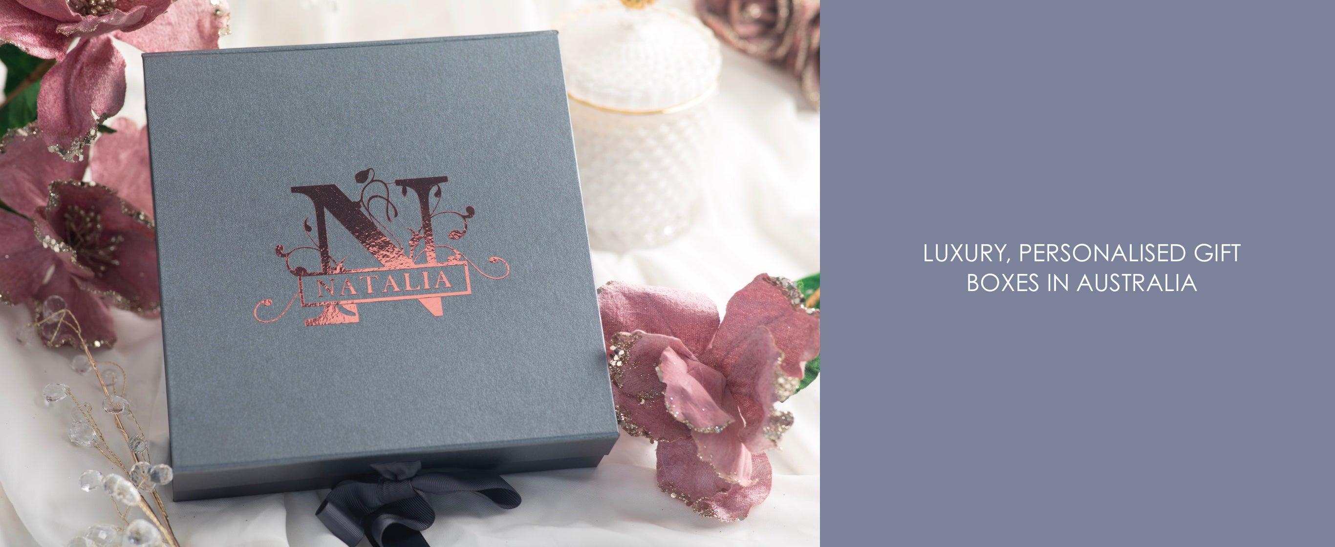 Customised gift box with ribbon