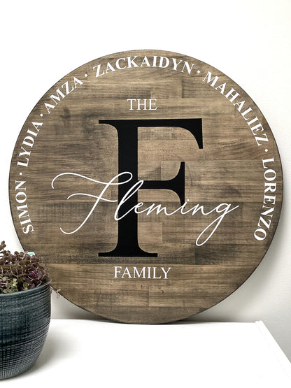 Wooden family sign